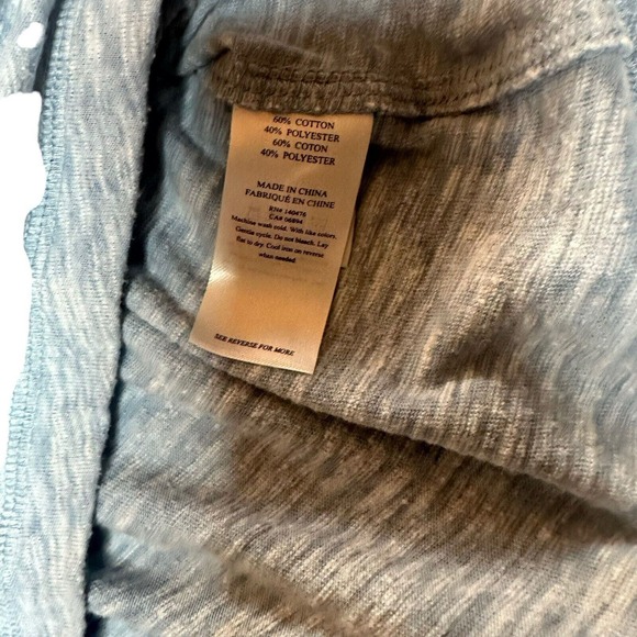 Faherty Shirt Mens Xl Blue 3-Button Henley Casual Short Sleeve Heather tshirt - Picture 7 of 7